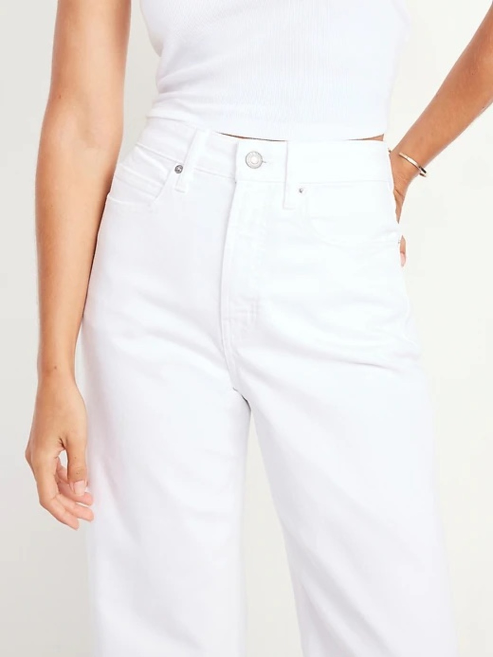 Old Navy White Extra High-Rise Sky-Hi Wide-Leg Jeans Denim